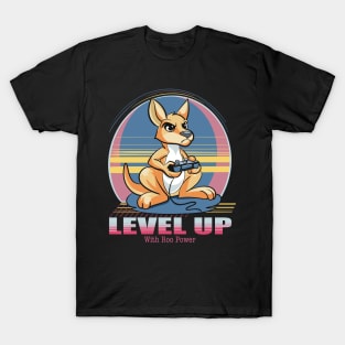 Level Up with Roo Power Gamer Kangeroo T-Shirt